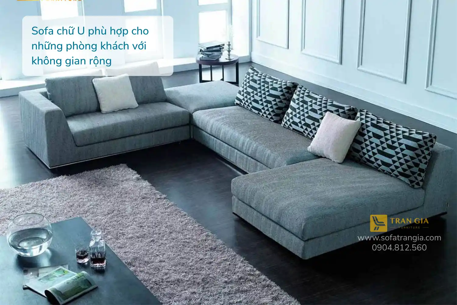 Sofa chữ U phù hợp cho những phòng khách với không gian rộng